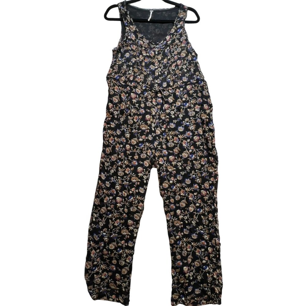 Free People Womens Tapered Jumpsuit Sleeveless Size XS Black Multi Samara Floral